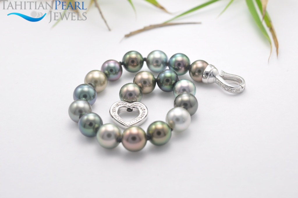 THE LEIWAINA Adjustable Double Tahitian Pearl Wrap Bracelet in 925 Sterling Silver